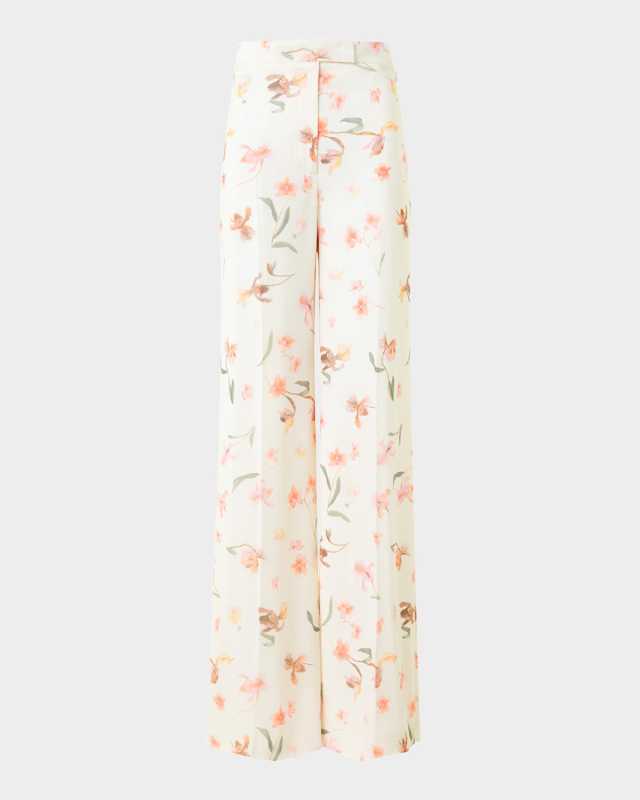 Floretta Wide-Leg Silk Pants